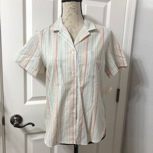 Vintage Jantzen Pastel Stripe Button Down SS Shirt